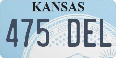 KS license plate 475DEL