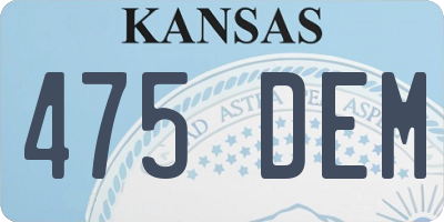 KS license plate 475DEM