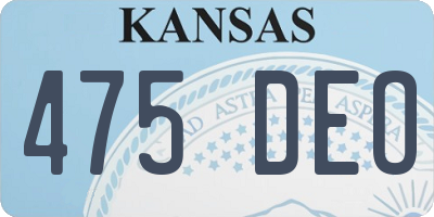 KS license plate 475DEO