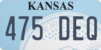 KS license plate 475DEQ