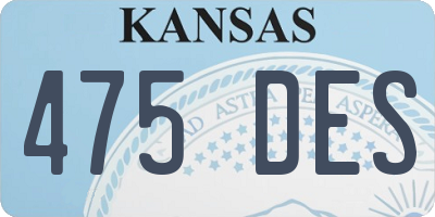 KS license plate 475DES