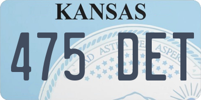 KS license plate 475DET