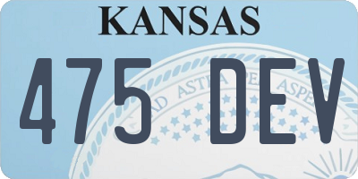 KS license plate 475DEV