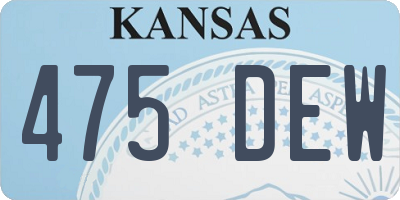 KS license plate 475DEW