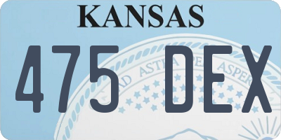 KS license plate 475DEX
