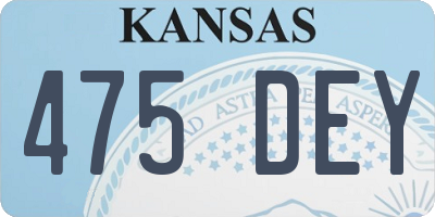 KS license plate 475DEY