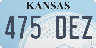 KS license plate 475DEZ