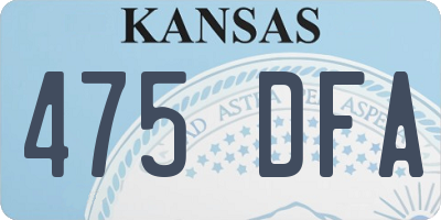 KS license plate 475DFA