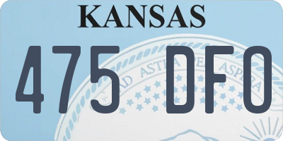 KS license plate 475DFO