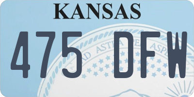 KS license plate 475DFW