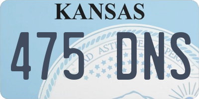 KS license plate 475DNS