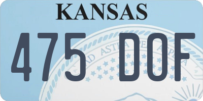 KS license plate 475DOF