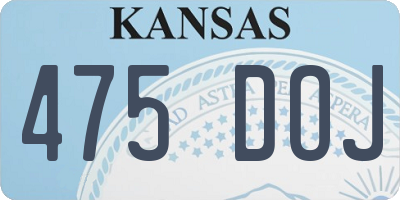 KS license plate 475DOJ