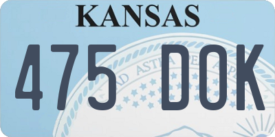 KS license plate 475DOK