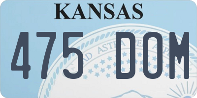 KS license plate 475DOM