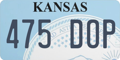 KS license plate 475DOP