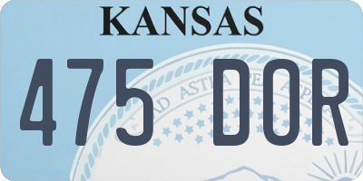 KS license plate 475DOR
