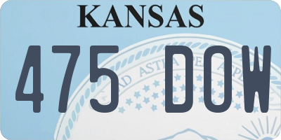 KS license plate 475DOW