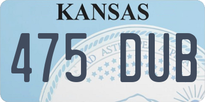 KS license plate 475DUB