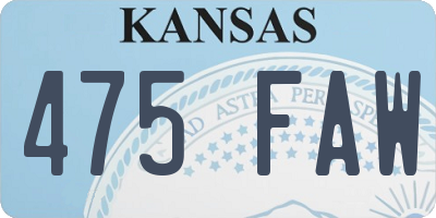 KS license plate 475FAW