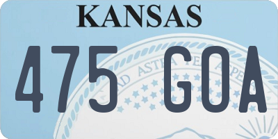 KS license plate 475GOA