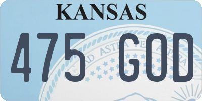 KS license plate 475GOD