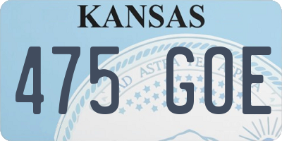KS license plate 475GOE