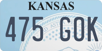 KS license plate 475GOK