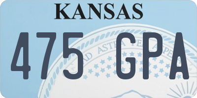 KS license plate 475GPA