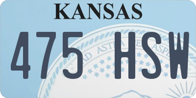 KS license plate 475HSW