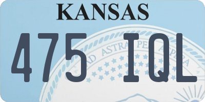 KS license plate 475IQL