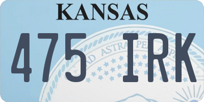 KS license plate 475IRK