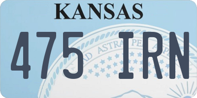 KS license plate 475IRN
