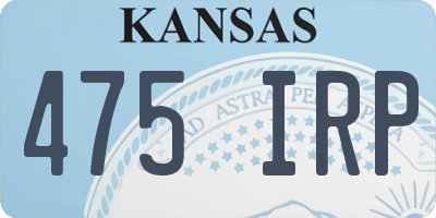 KS license plate 475IRP