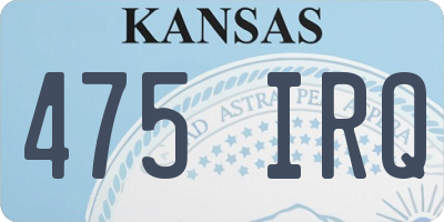 KS license plate 475IRQ