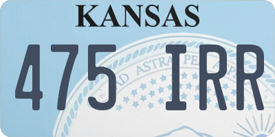 KS license plate 475IRR