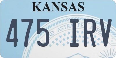 KS license plate 475IRV