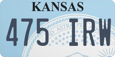 KS license plate 475IRW