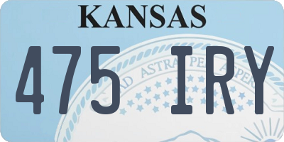 KS license plate 475IRY