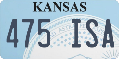 KS license plate 475ISA