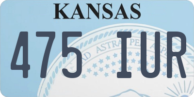 KS license plate 475IUR