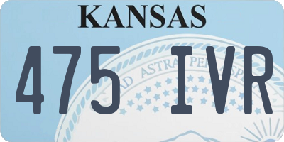 KS license plate 475IVR