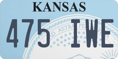 KS license plate 475IWE