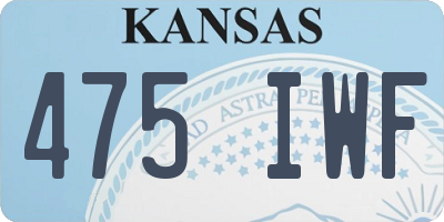 KS license plate 475IWF