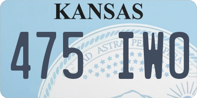 KS license plate 475IWO