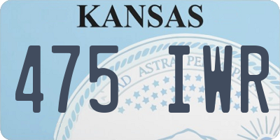 KS license plate 475IWR