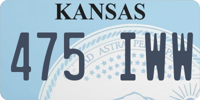 KS license plate 475IWW