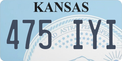 KS license plate 475IYI