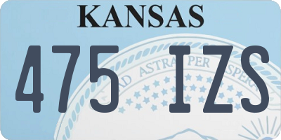 KS license plate 475IZS