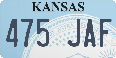 KS license plate 475JAF